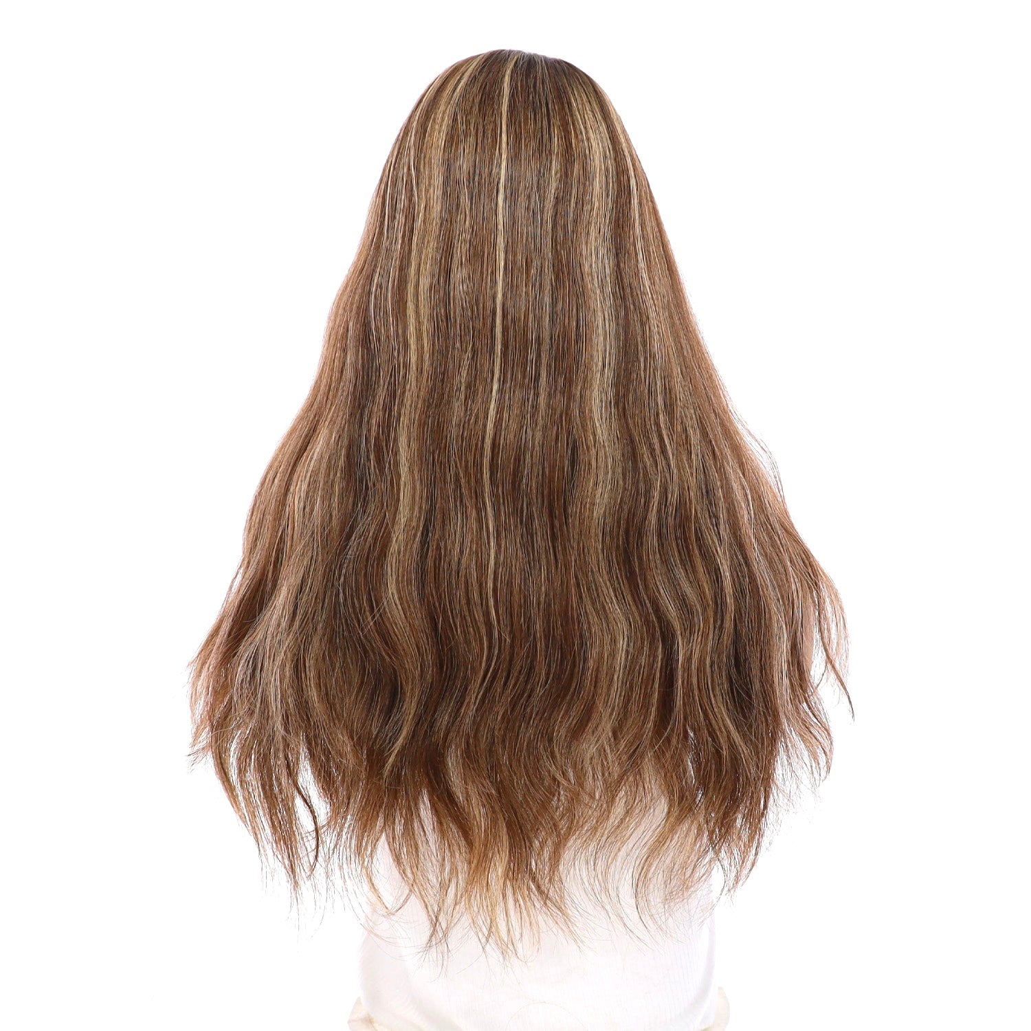 20" Onyx Silk Top Topper Medium Brown w/ Highlights Slightly Wavy