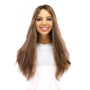 20" Onyx Silk Top Topper Medium Brown w/ Highlights Slightly Wavy