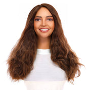 22" Reese Silk Top Wig Medium Brown Balayage Wavy
