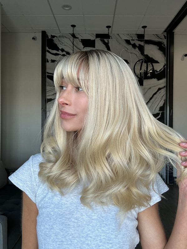 Grace Silk Top Wig Beige Blonde w/ Bangs - 19" Nicole
