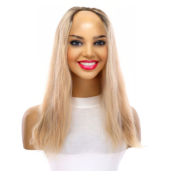 18" U-Shape Topper Beige Blonde Wavy