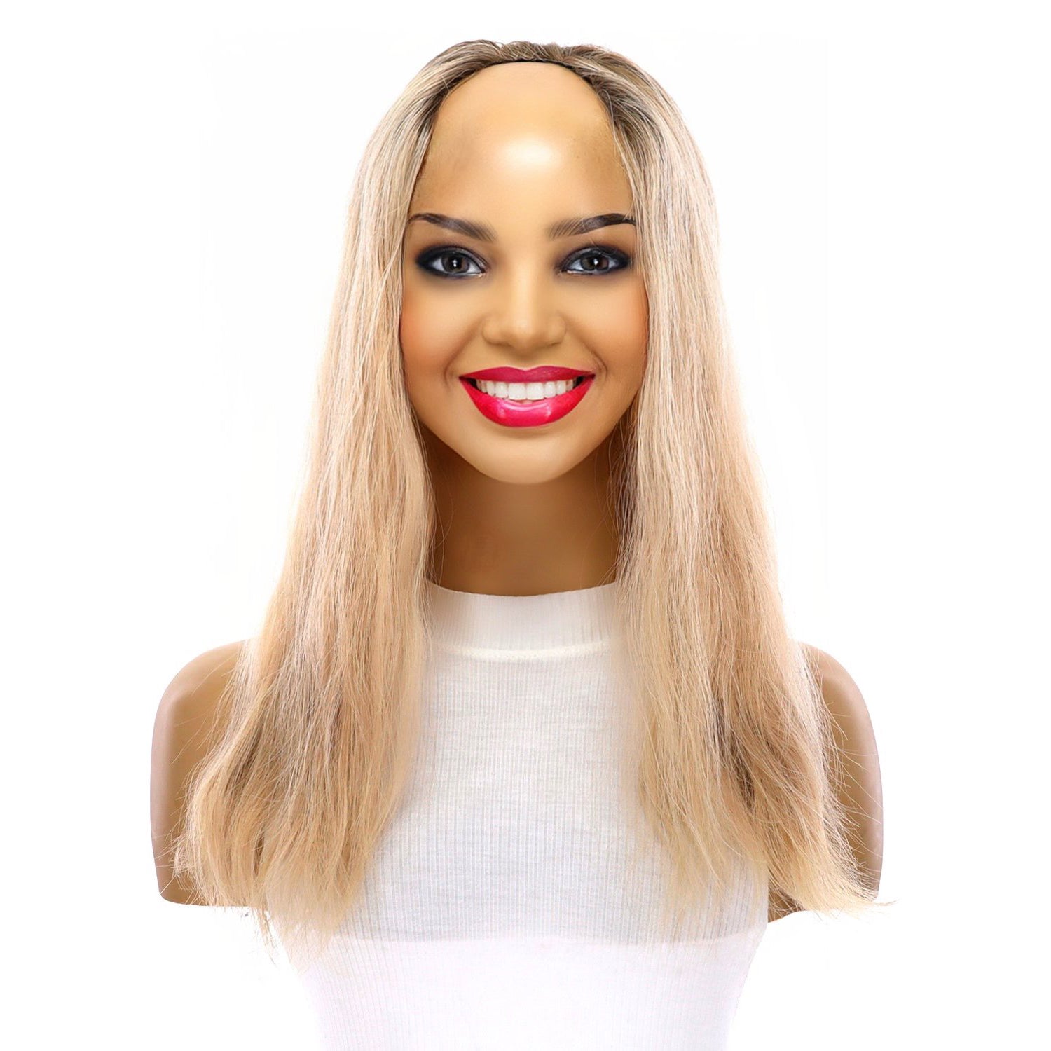 18" U-Shape Topper Platinum Blonde Wavy