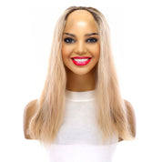 18" U-Shape Topper Platinum Blonde Wavy
