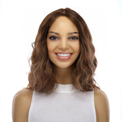 13" Victoria Silk Top Wig Medium Brown Balayage Wavy