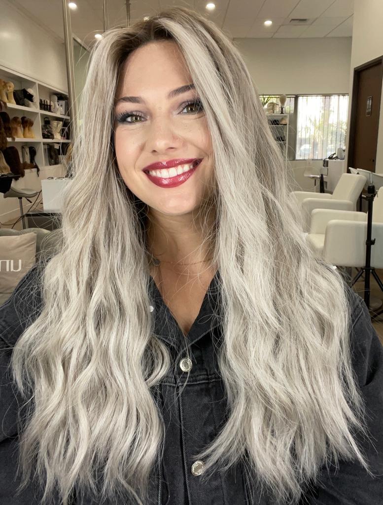 24" Divine Lace Top Wig Silver Smoke w/ Reverse Balayage