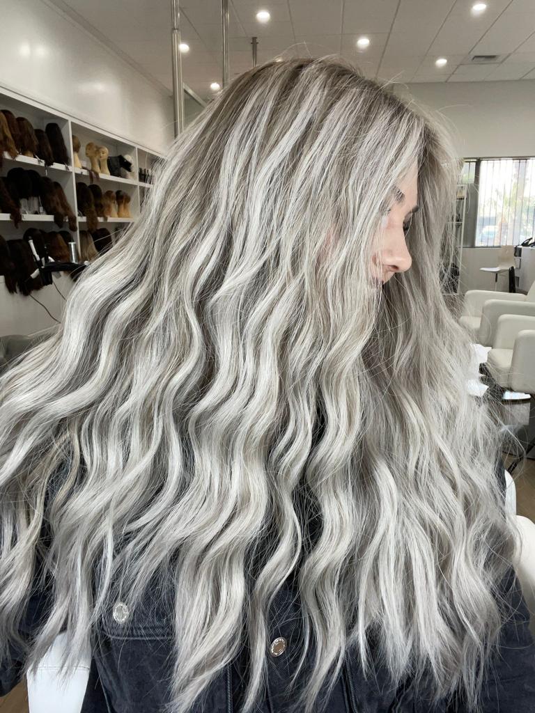 24" Divine Lace Top Wig Silver Smoke w/ Reverse Balayage