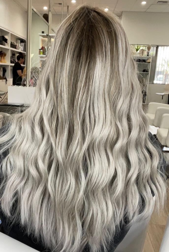 24" Divine Lace Top Wig Silver Smoke w/ Reverse Balayage