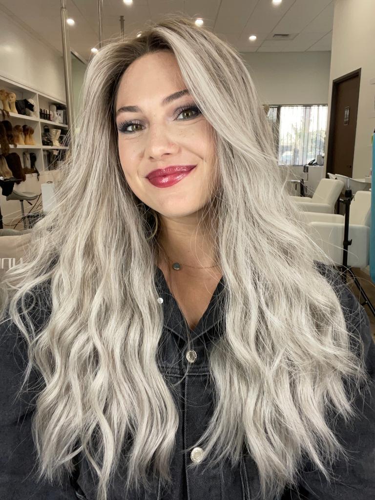 24" Divine Lace Top Wig Silver Smoke w/ Reverse Balayage