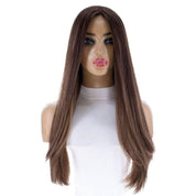 26" Amber Silk Top Wig Medium Brown Balayage