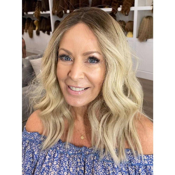 Grace Silk Top Wig Platinum Blonde w/ Reverse Balayage