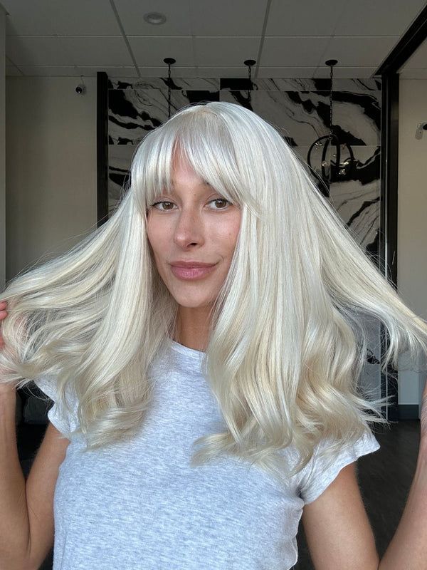 Grace Silk Top Wig Ice Blonde w/ Bangs - 19" Nicole
