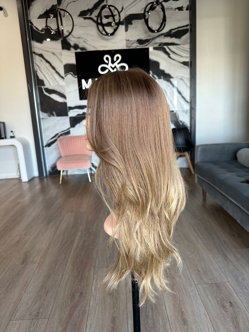 24" Gisele Silk Top Wig Light Brown Babylight w/ Butterfly Cut