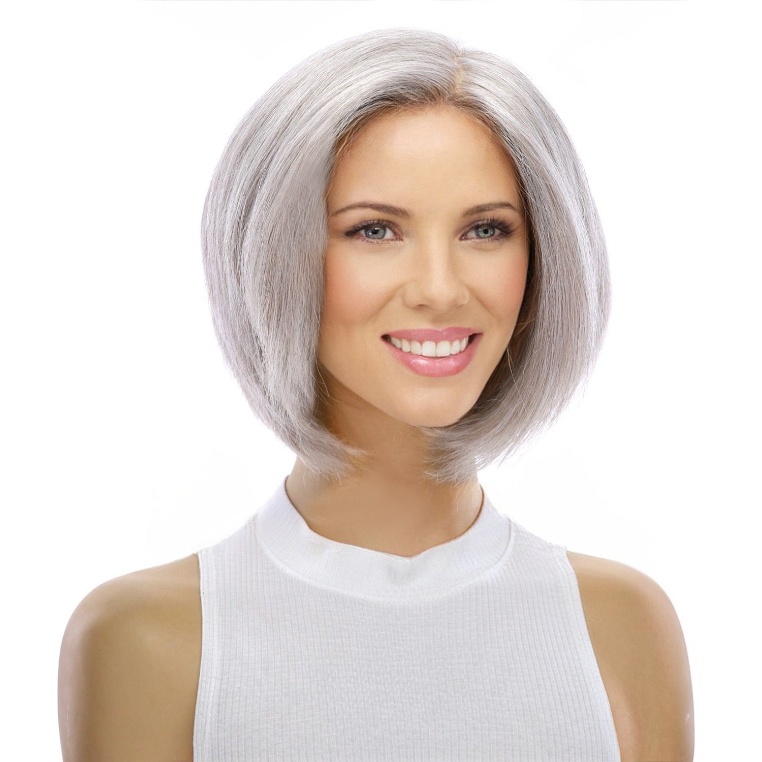 12" Halle Silk Top Wig Snow Grey