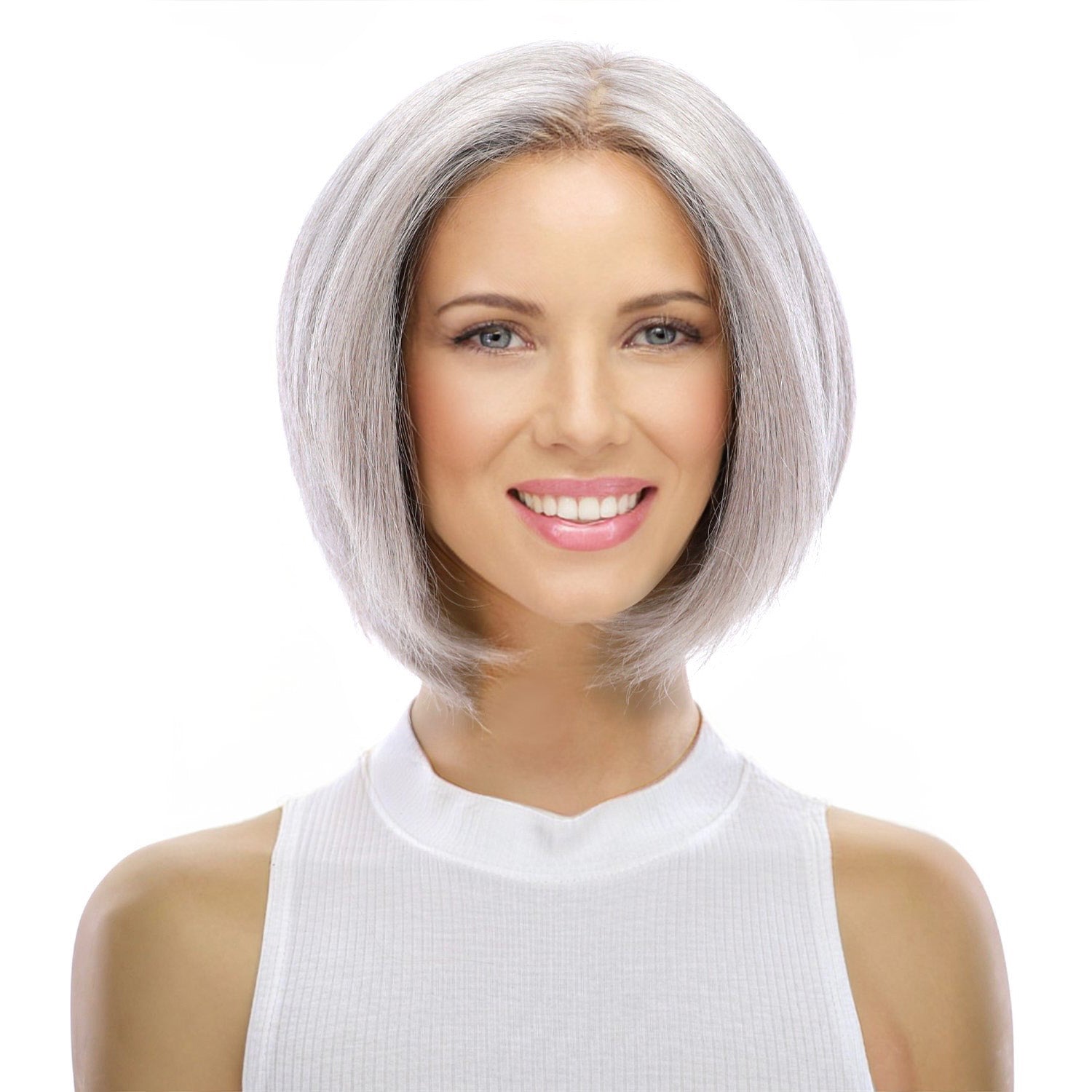 12" Halle Silk Top Wig Snow Grey
