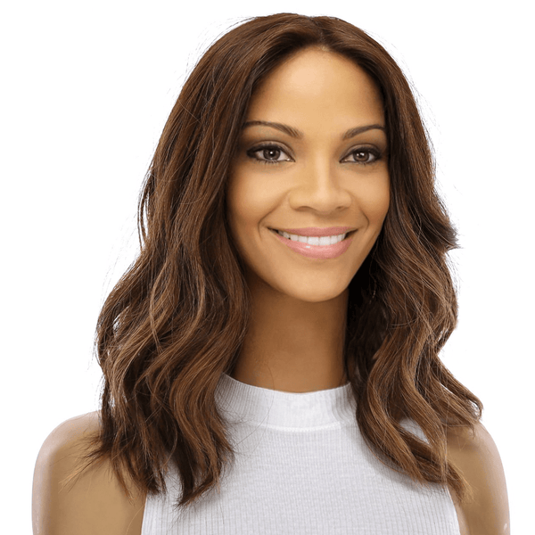 16" Ponytail Silk Part Wig Medium Brown Balayage
