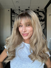 20" Divine Lace Top Wig Ashy Blonde w/ Highlights & Bangs