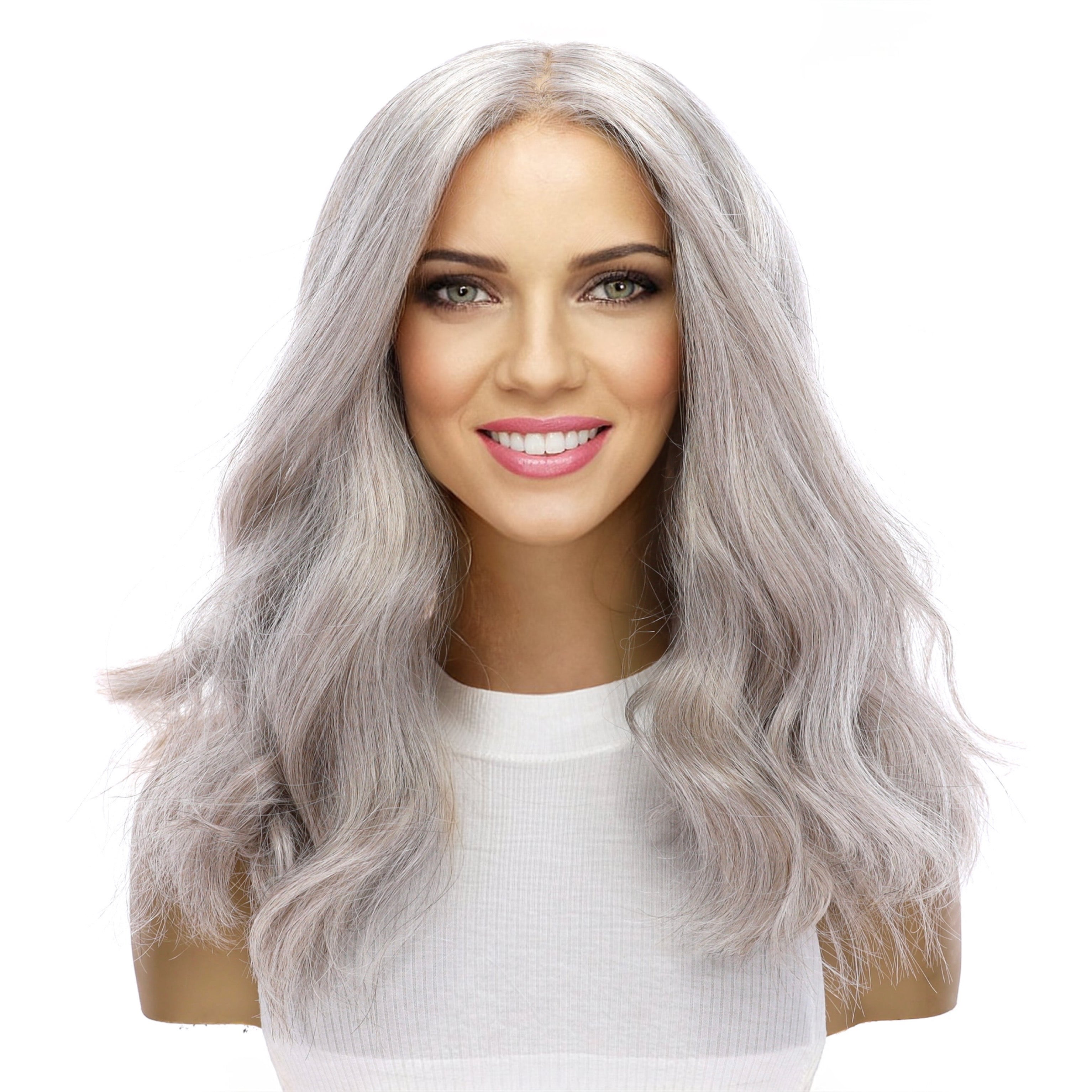 19" Nicole Silk Top Wig Snow Grey