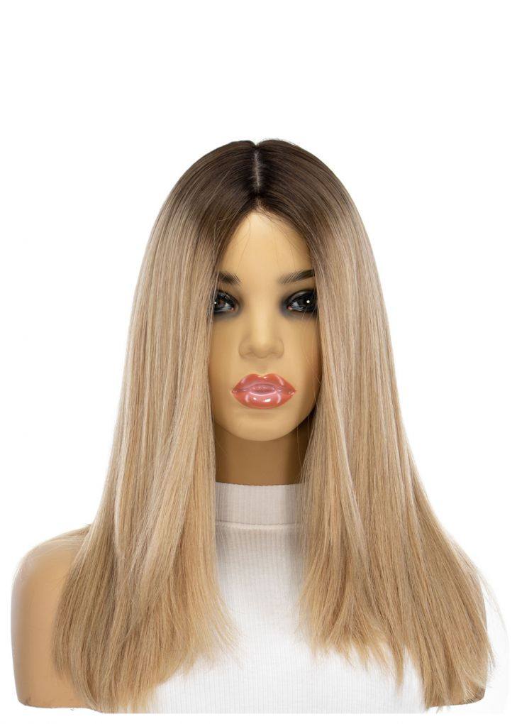 19" Nicole Silk Top Wig Golden Blonde w/ Rooting