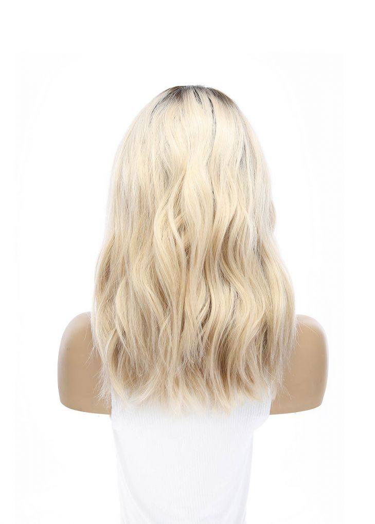 19" Nicole Silk Top Wig Platinum Blonde w/ Rooting