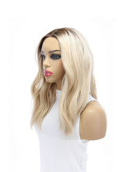 19" Nicole Silk Top Wig Platinum Blonde w/ Rooting