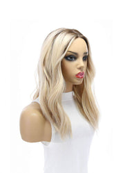 19" Nicole Silk Top Wig Platinum Blonde w/ Rooting
