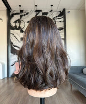 16" Divine Luxe Lace Top Wig #4 Dark Brown w/ Caramel Highlights & Face Framing