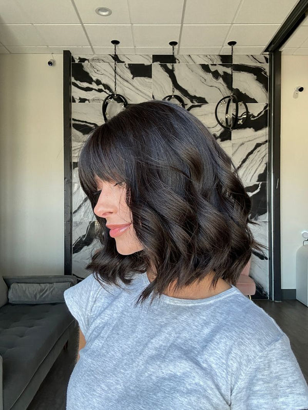 Grace Silk Top Wig Soft Black w/ Bangs - 13" Victoria