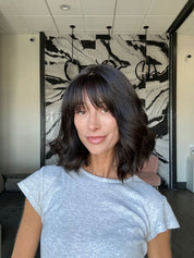 13" Victoria Silk Top Wig Soft Black w/ Bangs