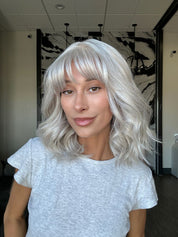 13" Victoria Silk Top Wig Snow Grey w/ Bangs