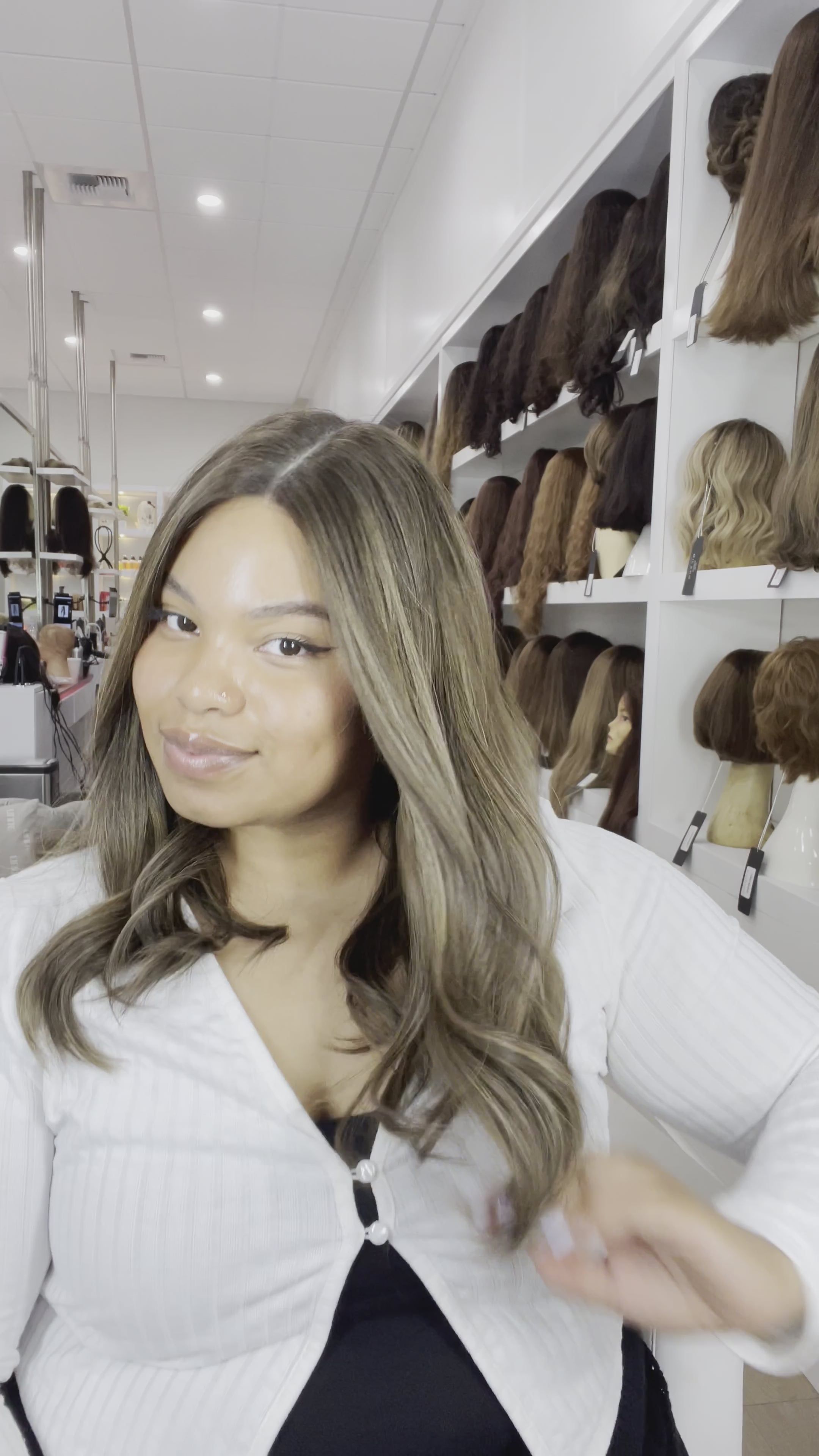 20" Divine Lace Top Wig Medium Brown w/ Highlights