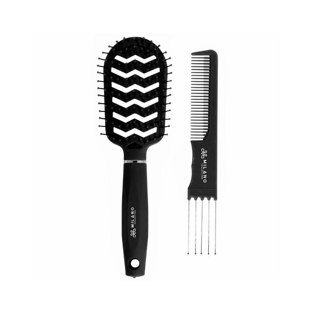 Professional Brush & Comb Set Black