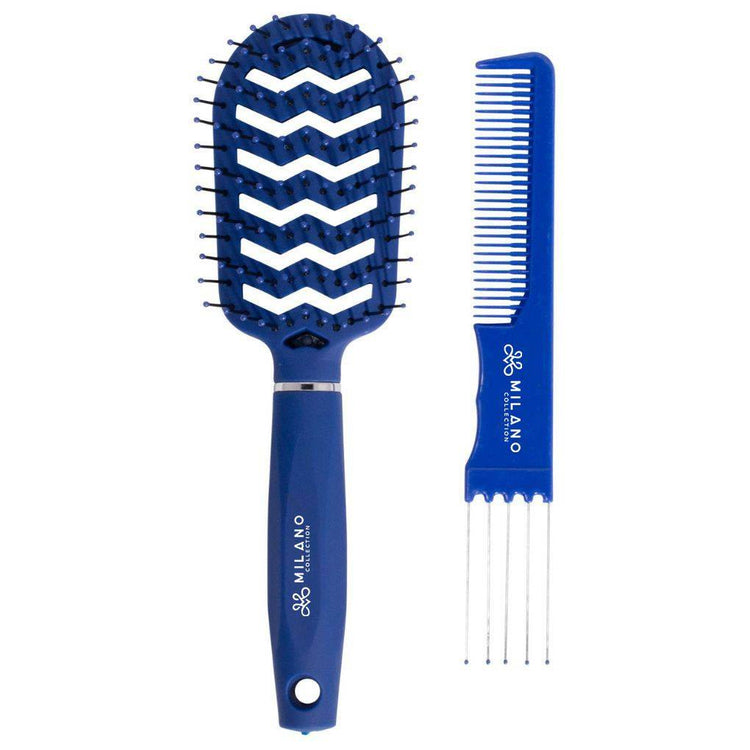 Professional Brush & Comb Set Blue