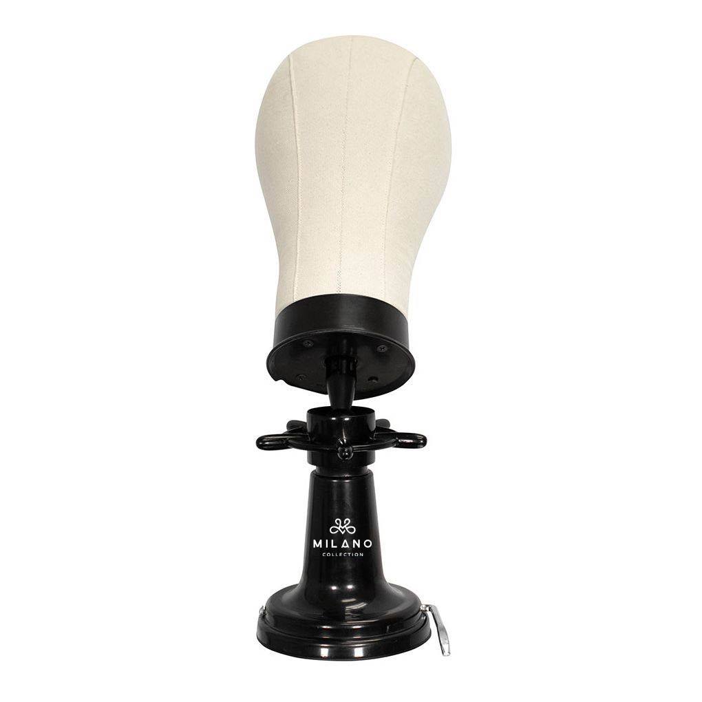 Wig Stand - Velvet Wig Head Stand - Black - Height Adjustable 17