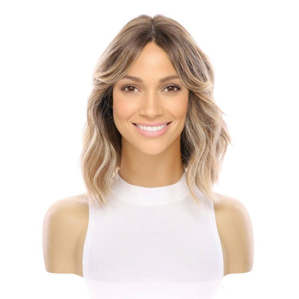 12" Divine Luxe Lace Top Wig Light Brown w/ Blonde Balayage, Face Framing & Partial Rooting