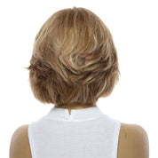 12" Luxe Pixie Silk Top Wig #12 Warm Light Brown Wavy w/ Highlights