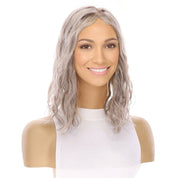 14" Emerald Silk Top Topper Champagne Grey Wavy