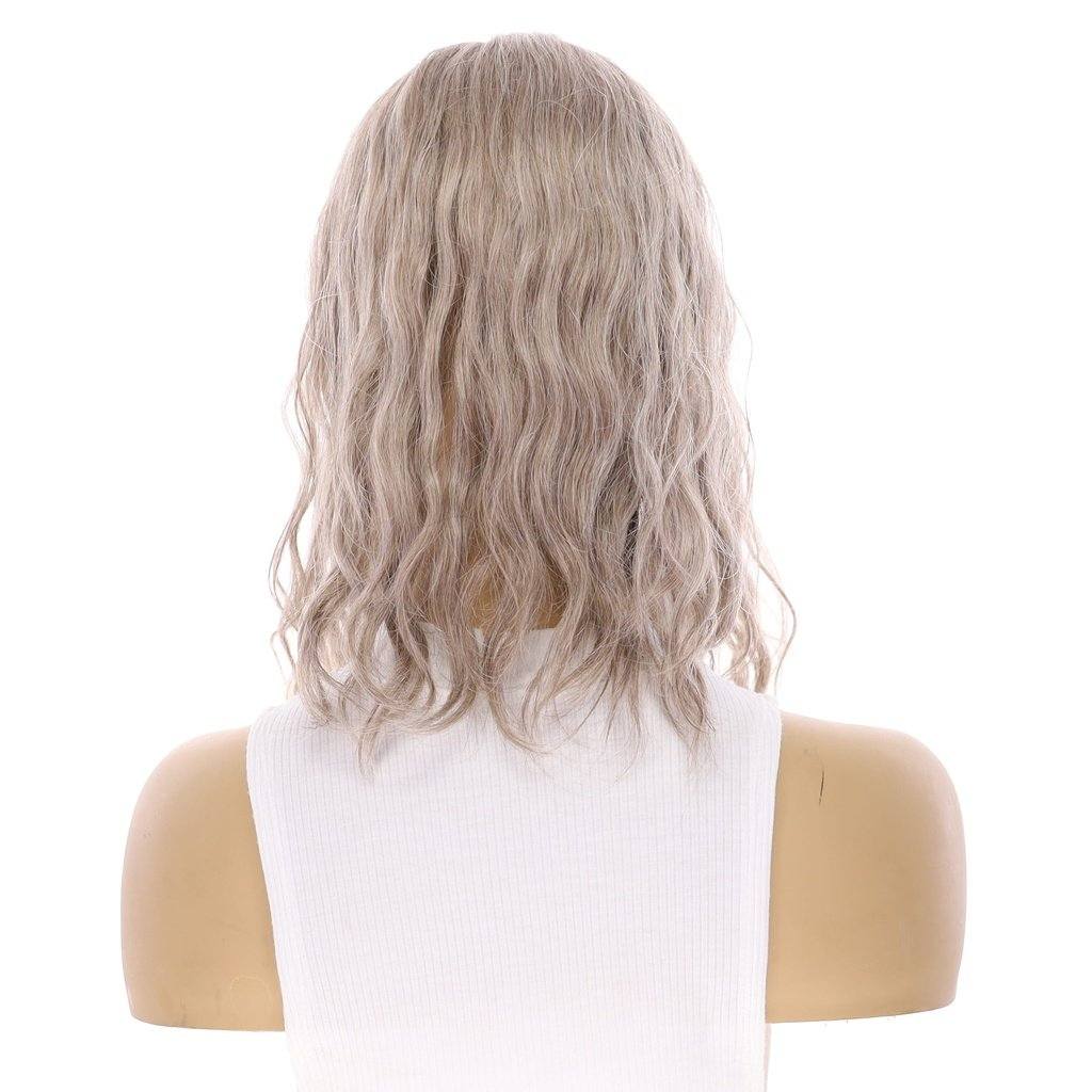 14" Emerald Silk Top Topper Champagne Grey Wavy
