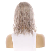 14" Emerald Silk Top Topper Champagne Grey Wavy