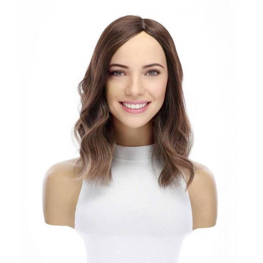14" Emerald Silk Top Topper Medium Brown Balayage