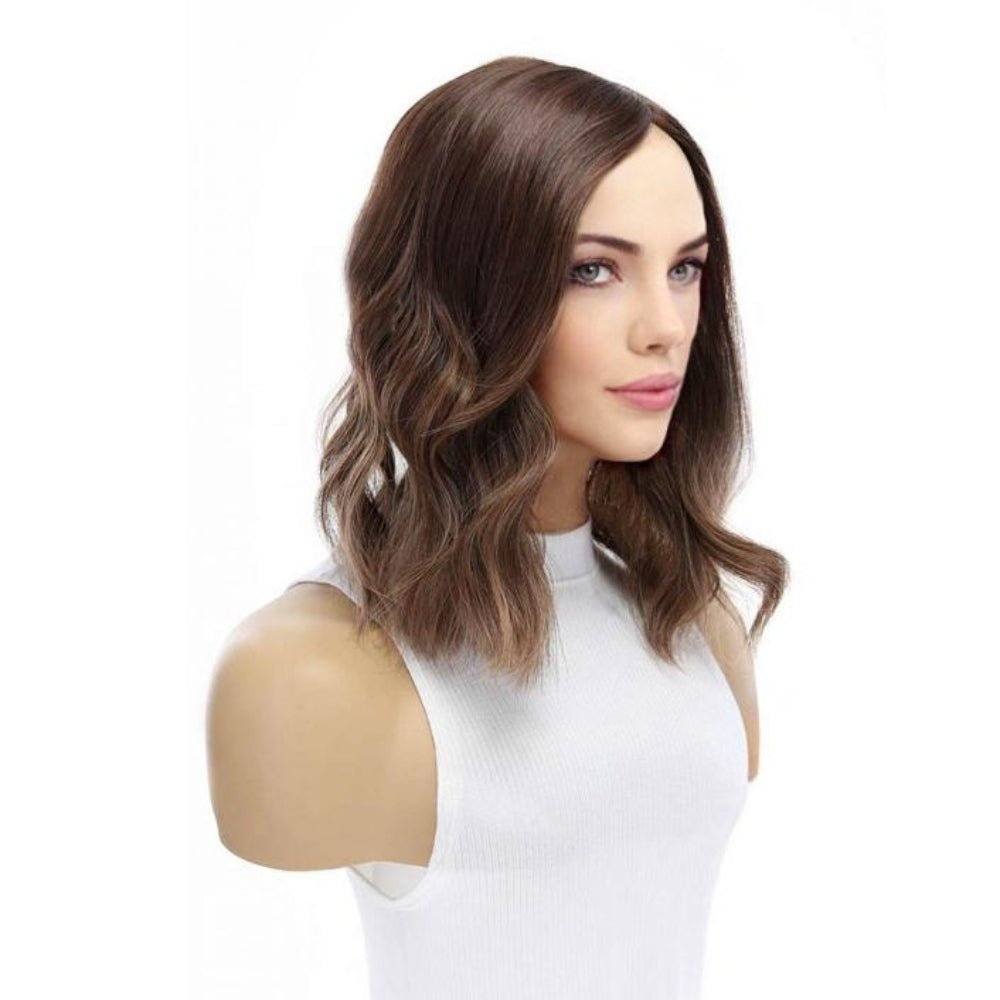 14" Emerald Silk Top Topper Medium Brown Balayage