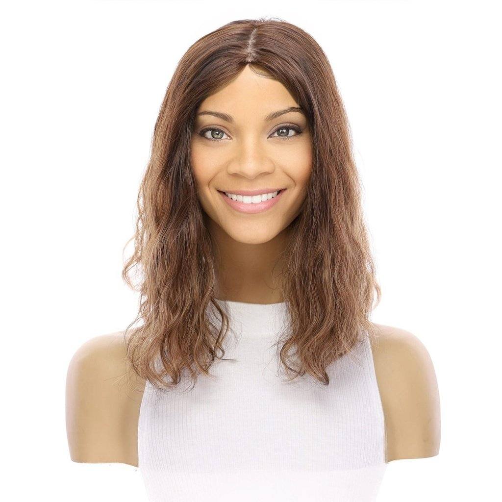 14" Emerald Silk Top Topper Medium Brown Balayage Wavy