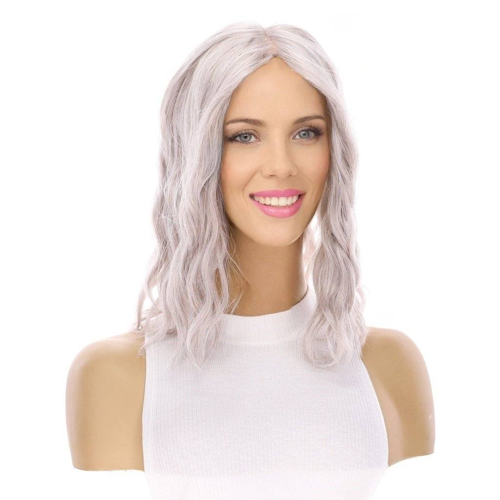 14" Emerald Silk Top Topper Snow Grey Wavy