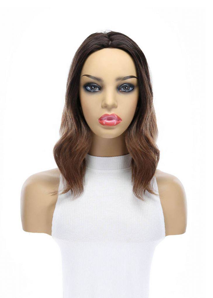 14" Emerald Silk Top Topper Dark Brown Ombre