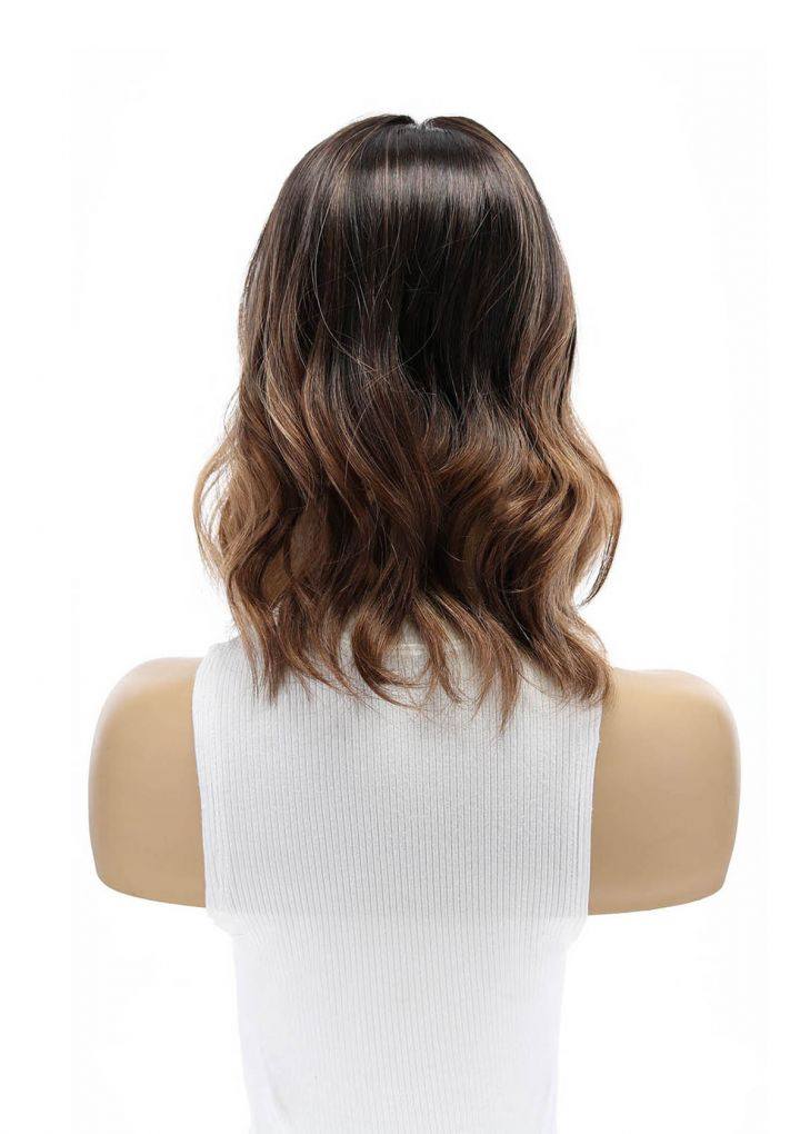 14" Emerald Silk Top Topper Dark Brown Ombre