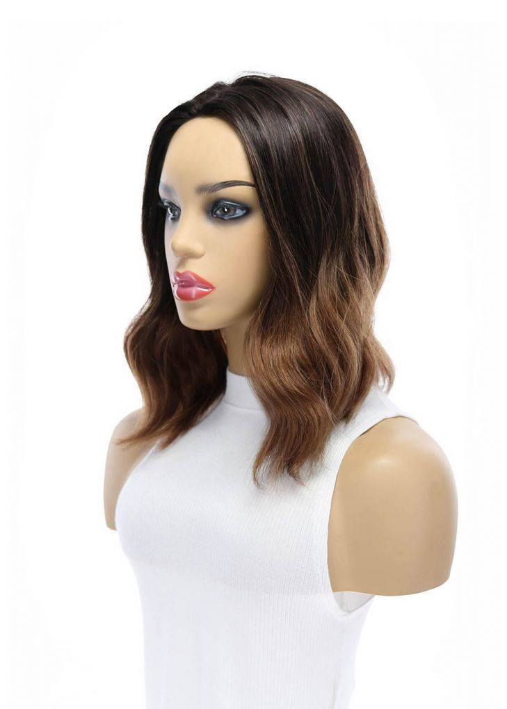14" Emerald Silk Top Topper Dark Brown Ombre