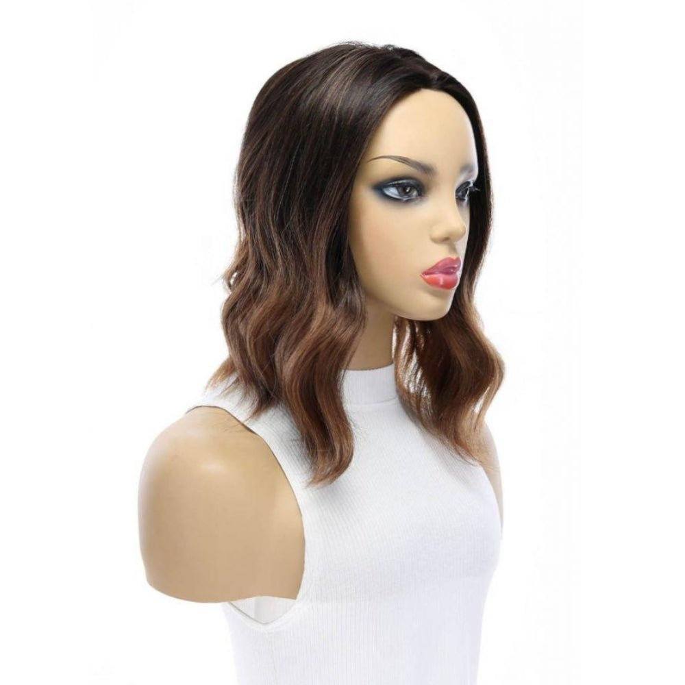 14" Emerald Silk Top Topper Dark Brown Ombre