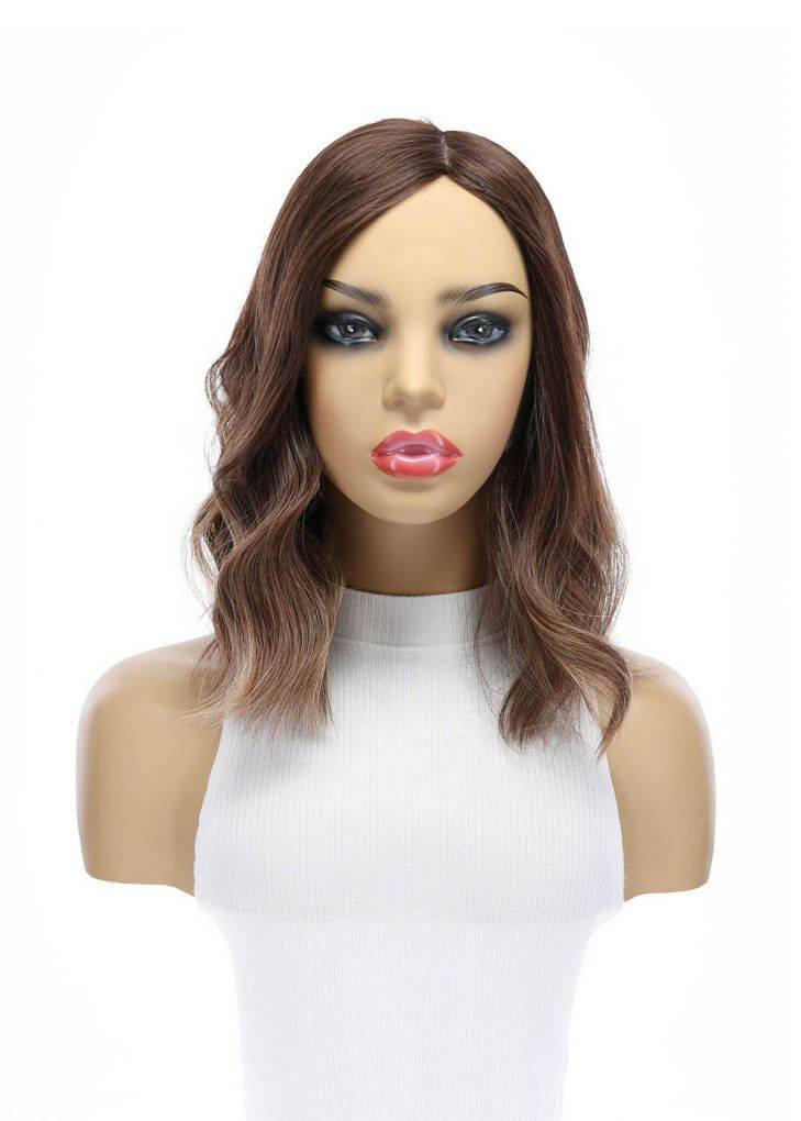 14" Emerald Silk Top Topper Medium Brown Balayage