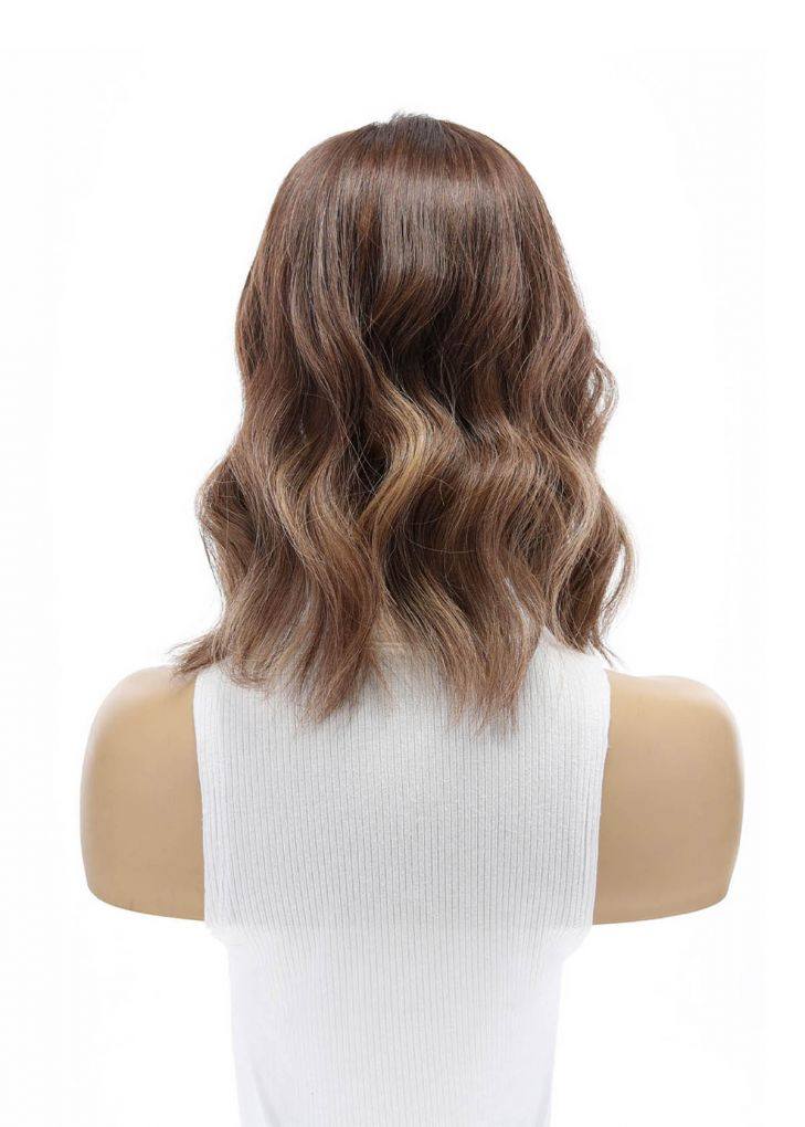 14" Emerald Silk Top Topper Medium Brown Balayage