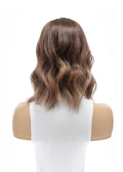 14" Emerald Silk Top Topper Medium Brown Balayage