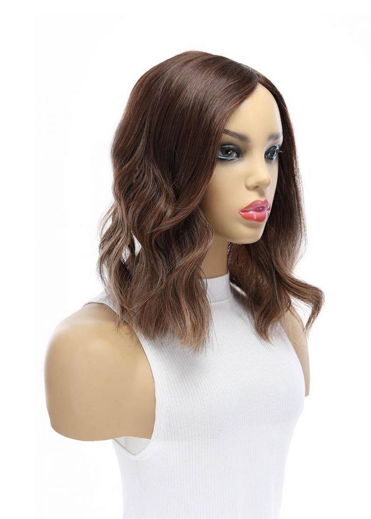14" Emerald Silk Top Topper Medium Brown Balayage